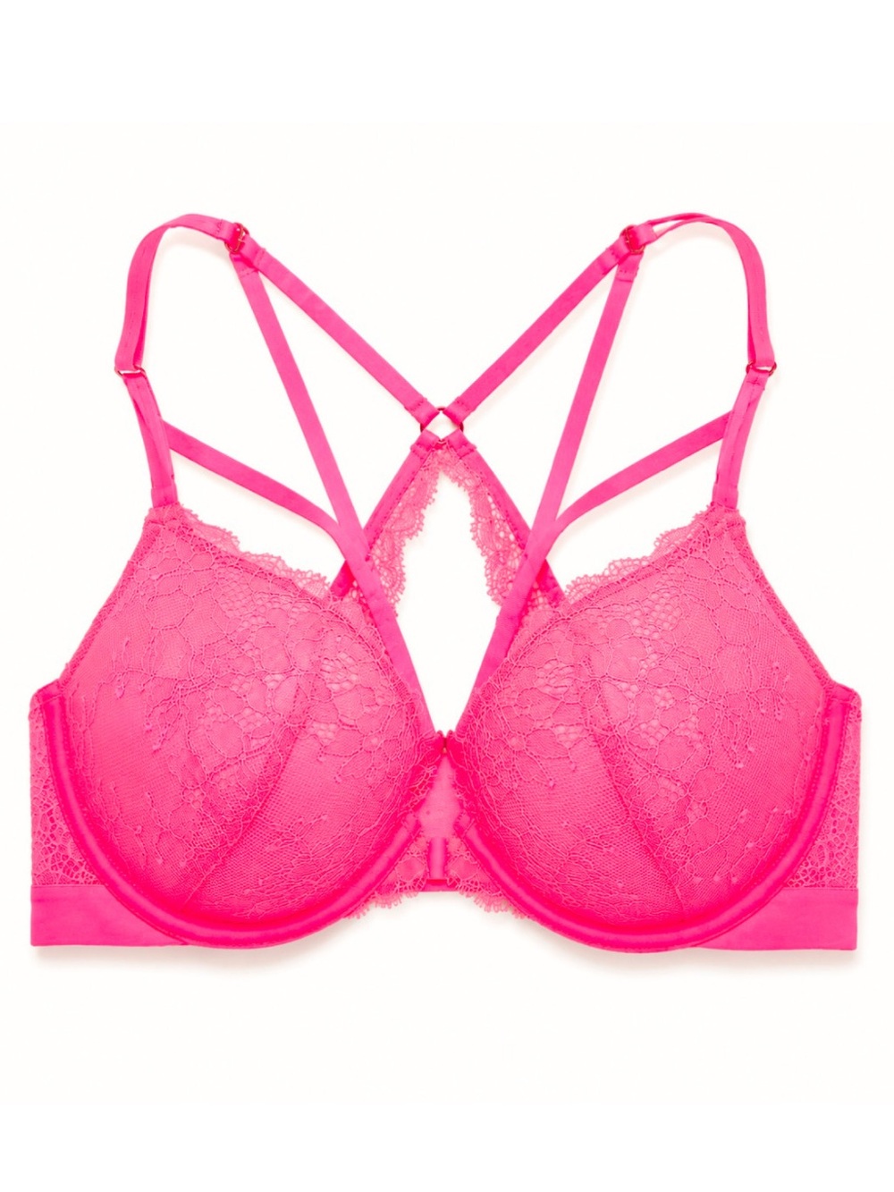 Victoria's Secret Bright Hot Pink Lace Plunge Bra